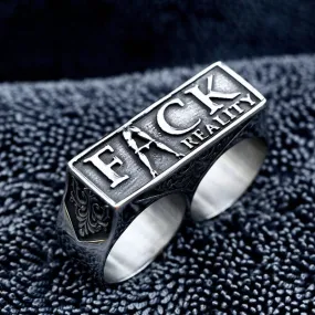 Men's Punk Letter Double Hole Ring