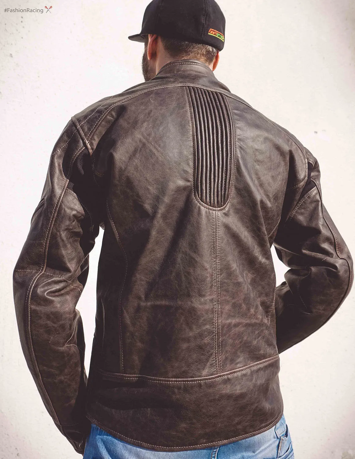 Motorbike brown leather jacket , men's leather motorcycle jacket