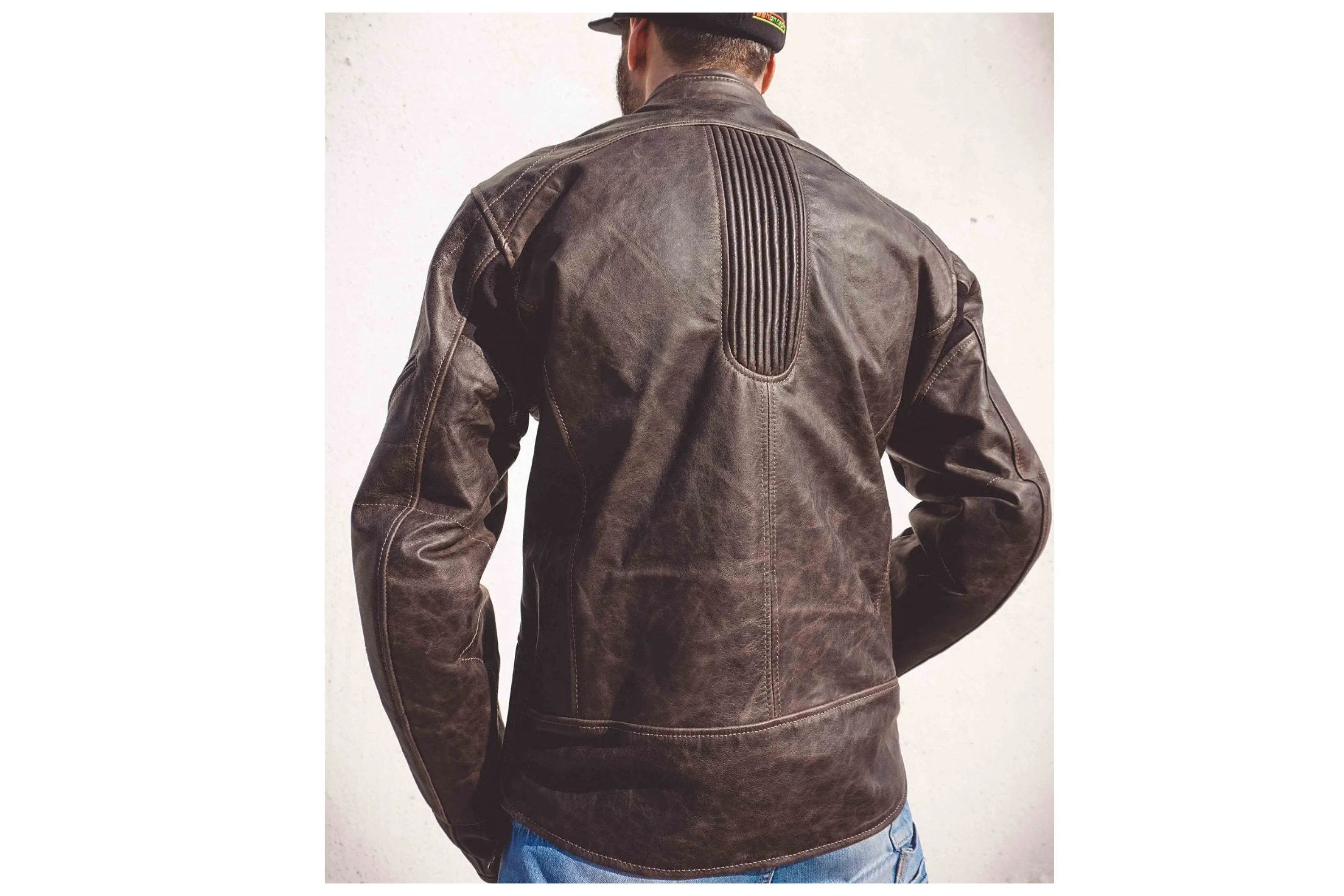 Motorbike brown leather jacket , men's leather motorcycle jacket