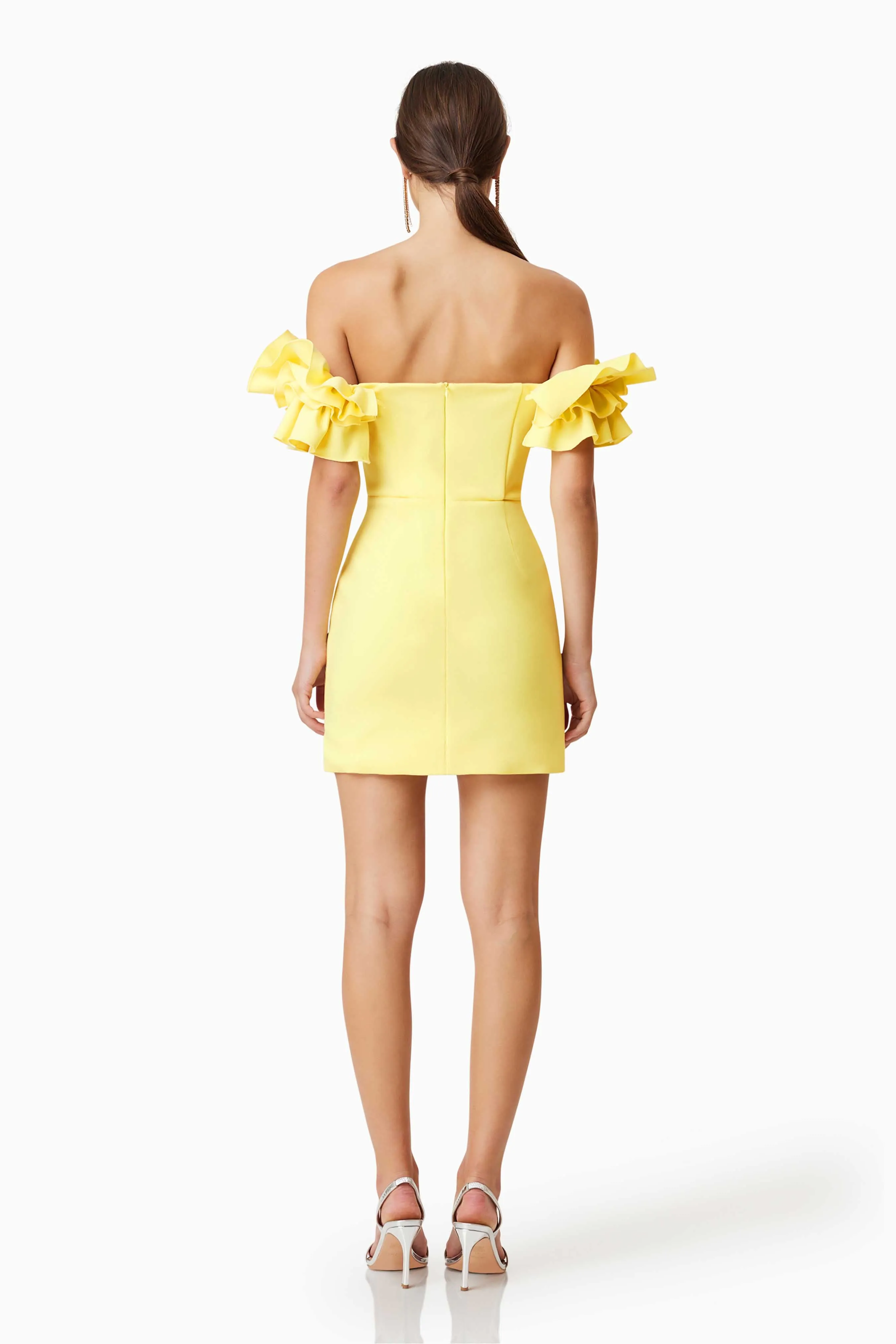 Nola Off The Shoulder Mini Dress In Yellow