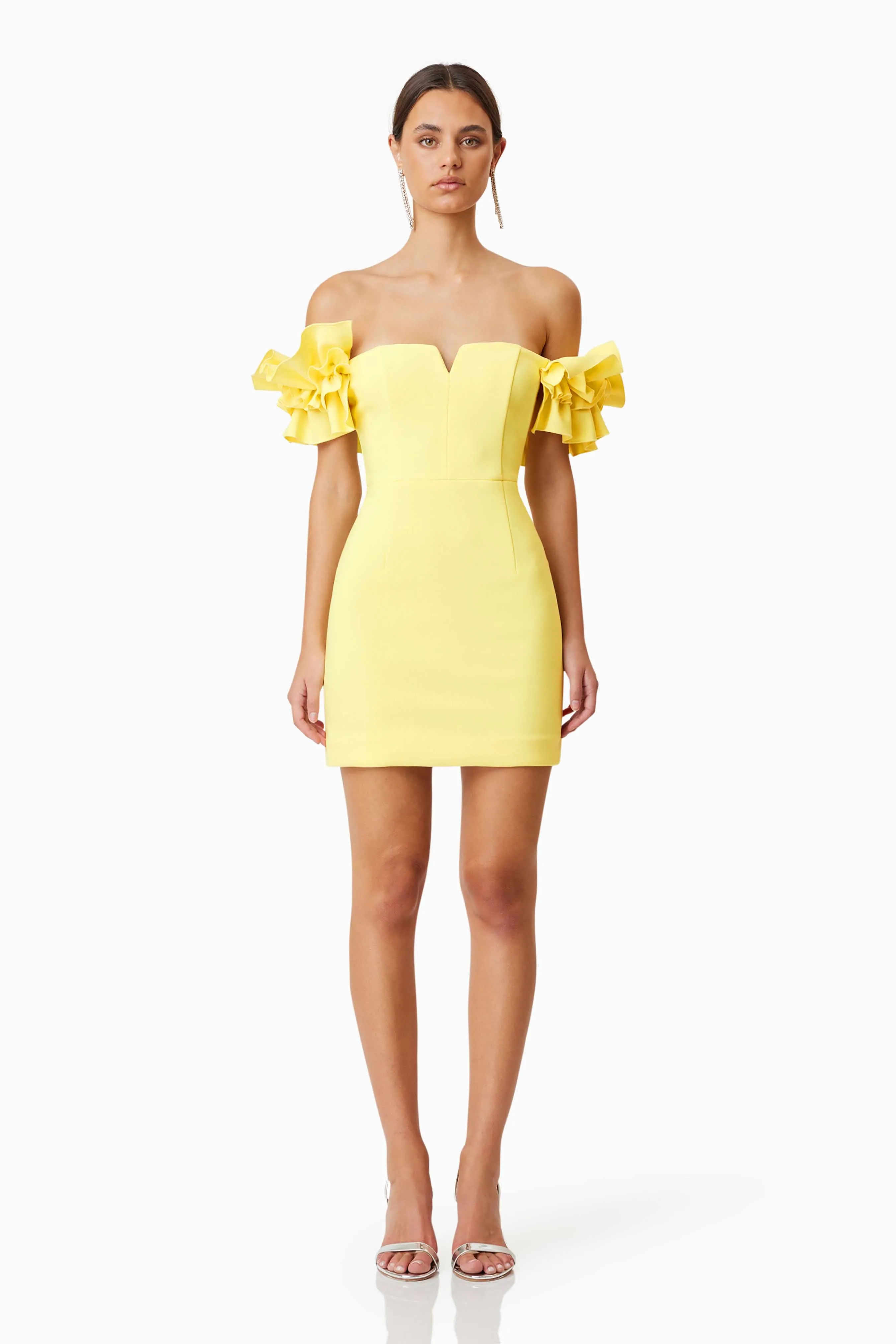 Nola Off The Shoulder Mini Dress In Yellow