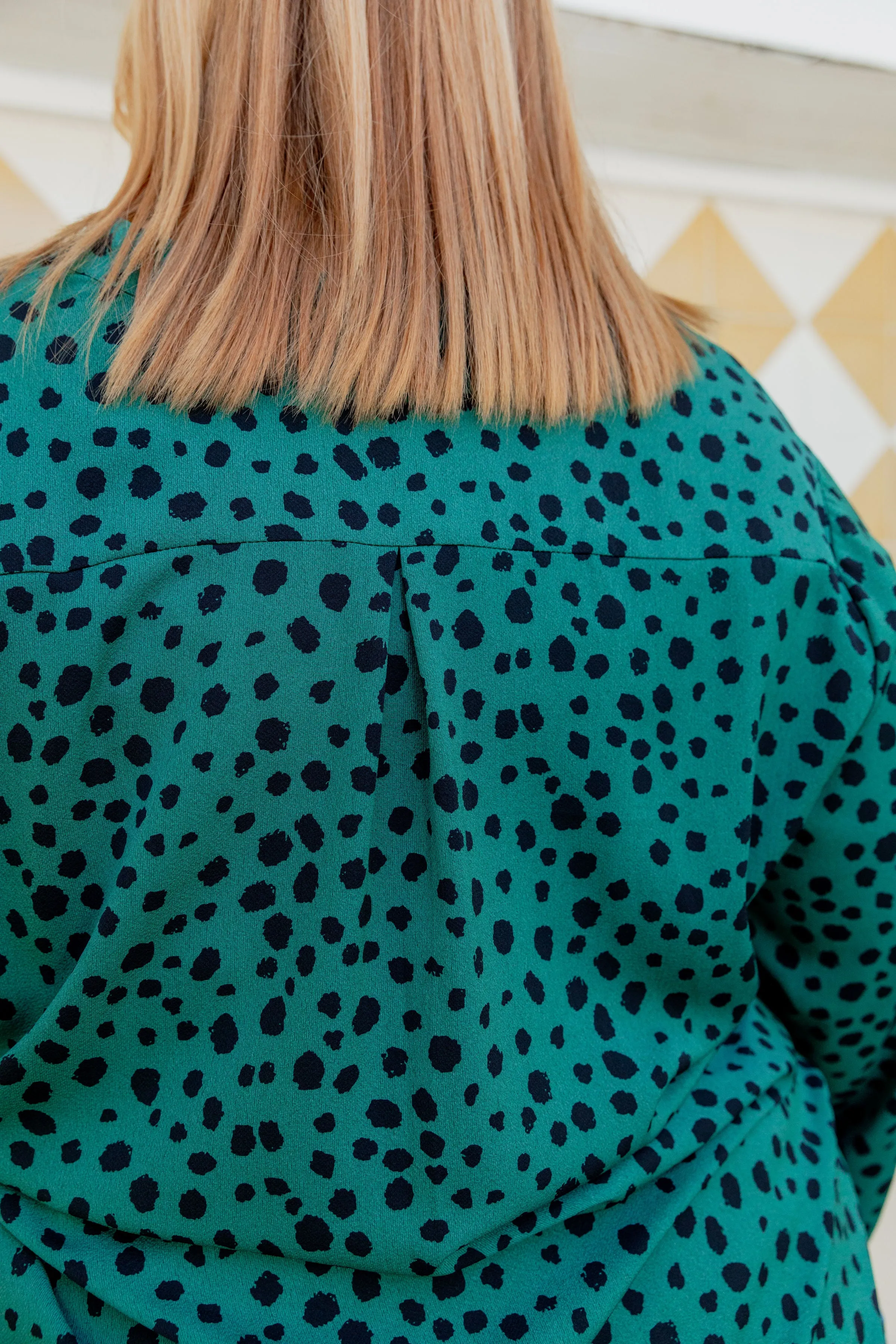 Olivia Green & Black Spot Top