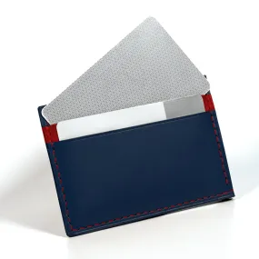 Peacock Blue & Crimson Red Leather Envelop Style Cardholder