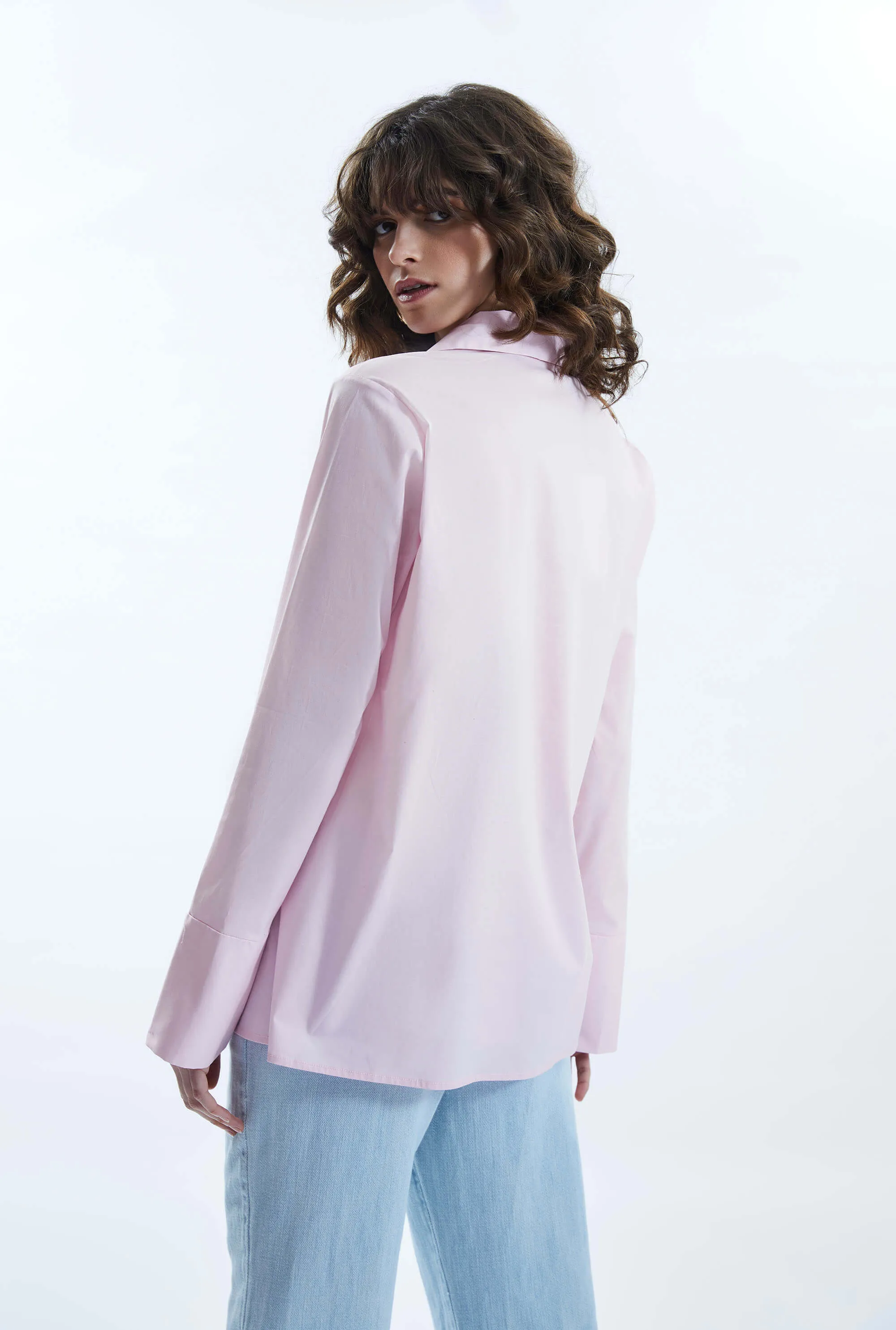 Pearl Detail Shirt Pale Pink