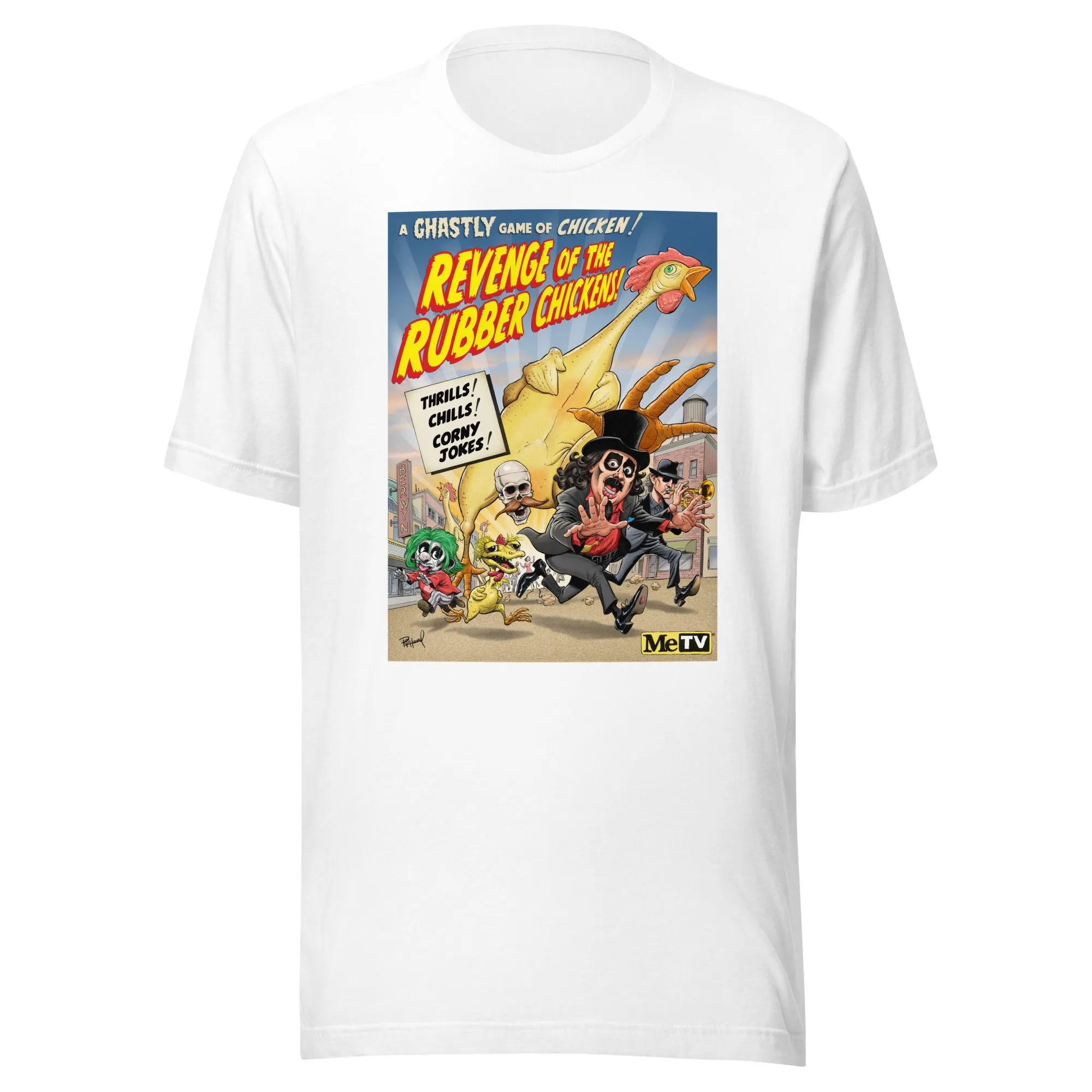 "Revenge of the Rubber Chickens" Svengoolie® T-Shirt by Tom Richmond (2023 Series)