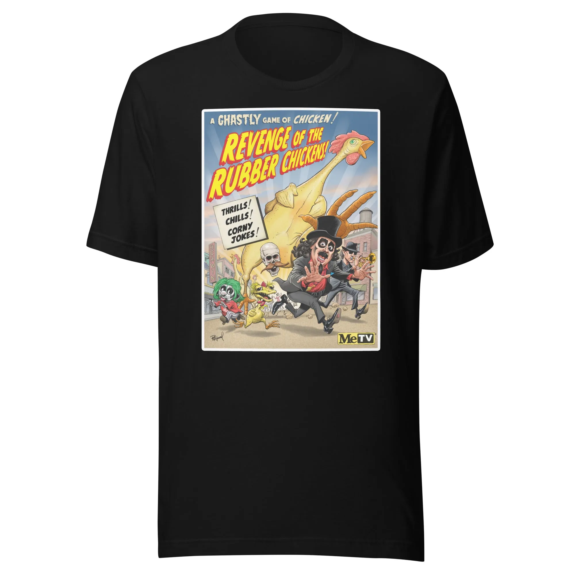 "Revenge of the Rubber Chickens" Svengoolie® T-Shirt by Tom Richmond (2023 Series)