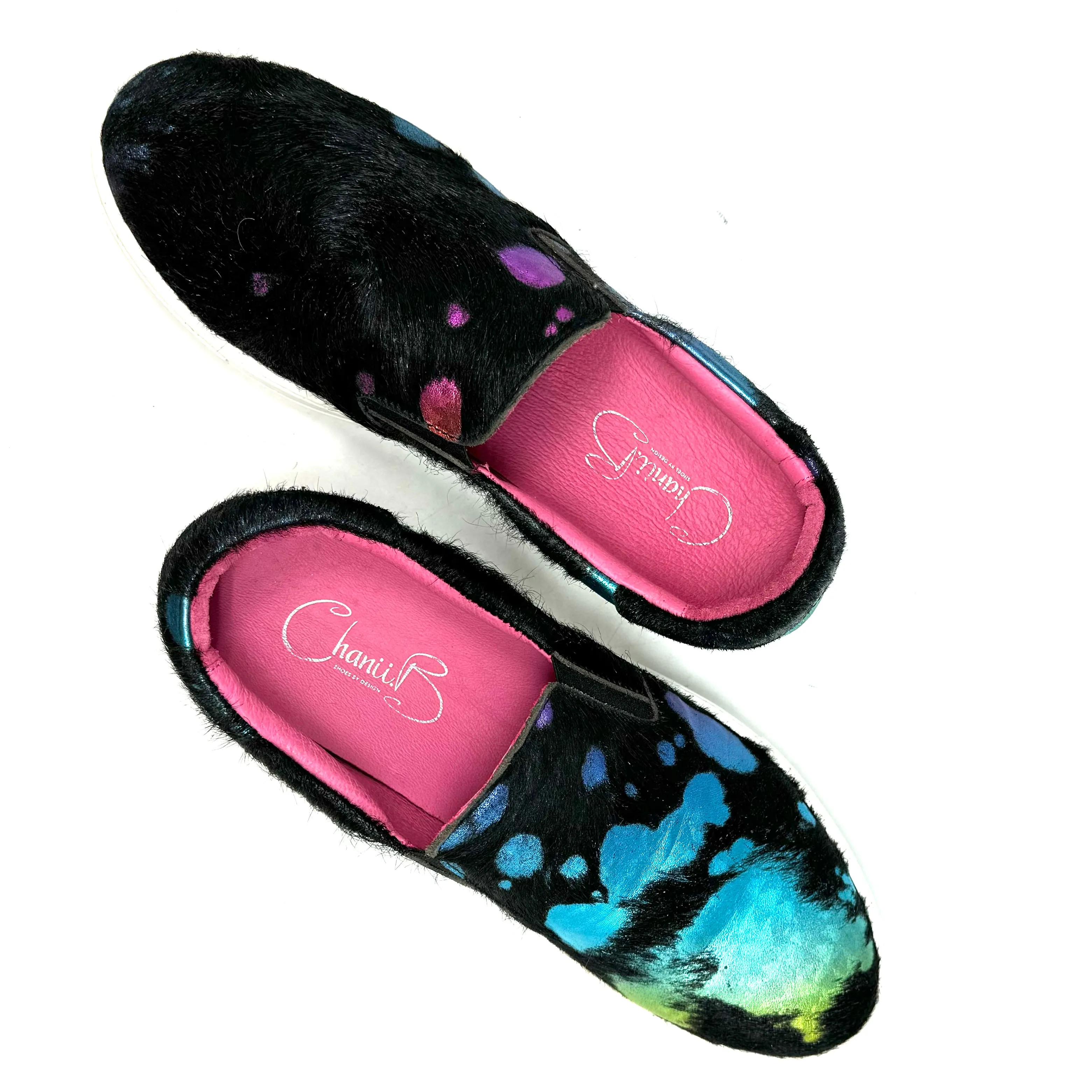 Scala - Black rainbow unicorn slip on