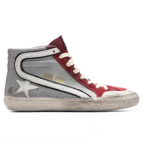 Slide Leather Sneakers - Grey/Dark Red/White/Silver