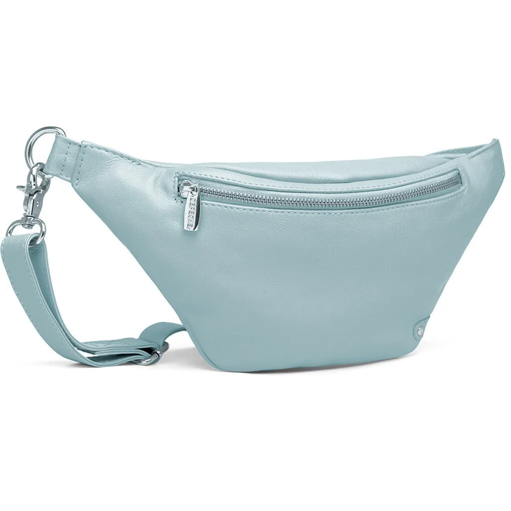 Soft leather bumbag in high quality / 12556 - Dusty Blue