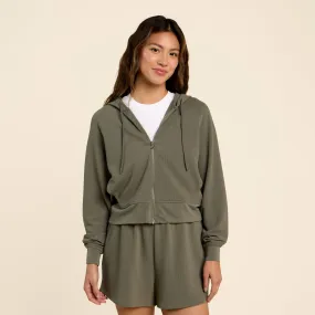 Sporty Waffle Zip Up | Olive