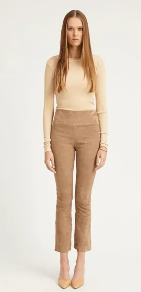 Suede Crop Flare in Mushroom by SPRWMN