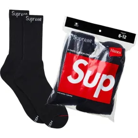 Supreme®/Hanes® Crew Socks (4 Pack) (Black)