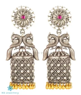 The Navilu Silver Peacock Jhumka (Two-tone)