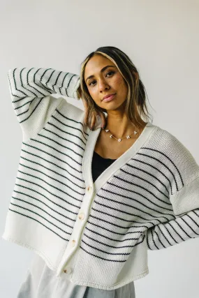 The Trudie Striped Cardigan in Black   White