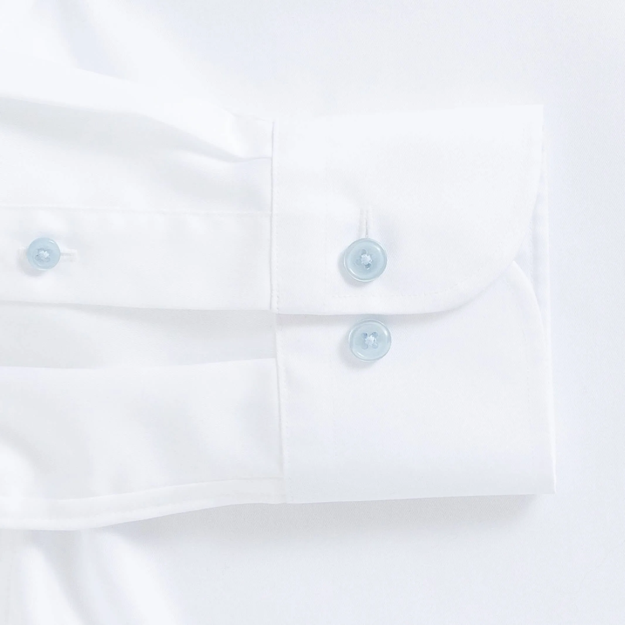 The White Madison Fine Twill with Light Blue Buttons Custom Shirt