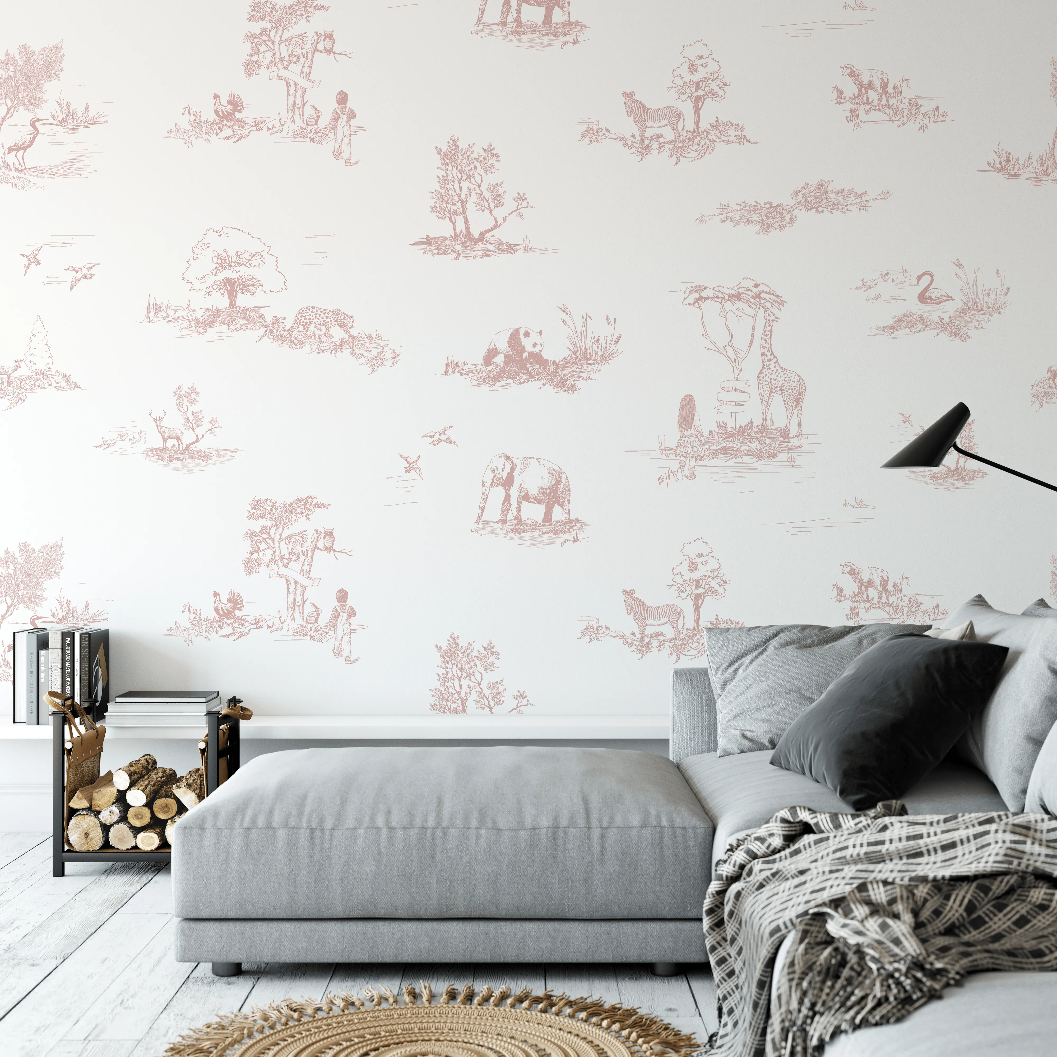 Toile de Jouy Safari Wallpaper