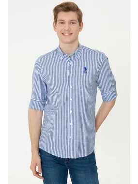 USPA Shirt Men Navy VR033 USPSH244 Regular Single Color Horse U.S. Polo Assn.