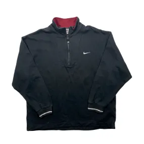 Vintage 90s Black Nike Quarter Zip Sweatshirt - Extra Large