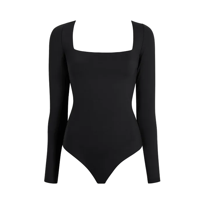 Wide Square Neck Bodysuit | Black