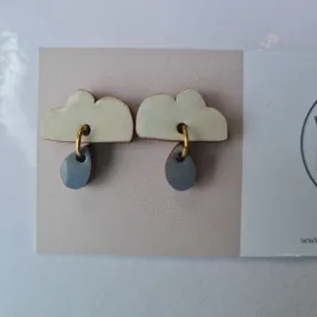 Wood Moon - Cloud   Rain Drop studs